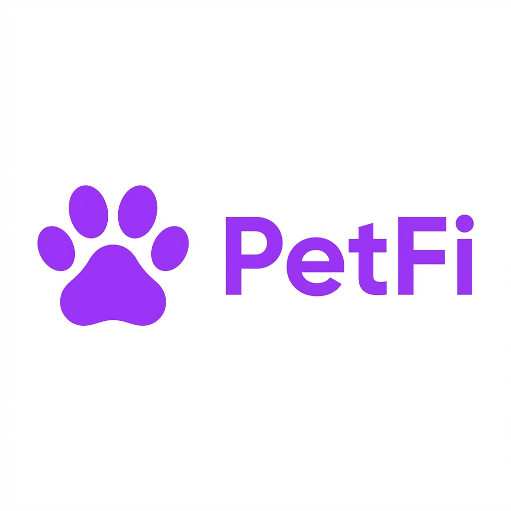 Logo de PetFi: huella morada junto al texto PetFi